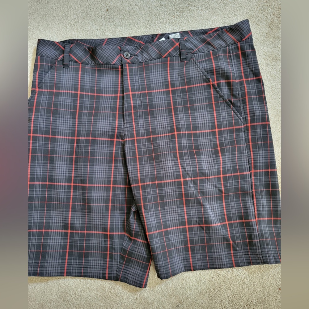 Fila Sport Black and Red Plaid Men's Golf Shorts